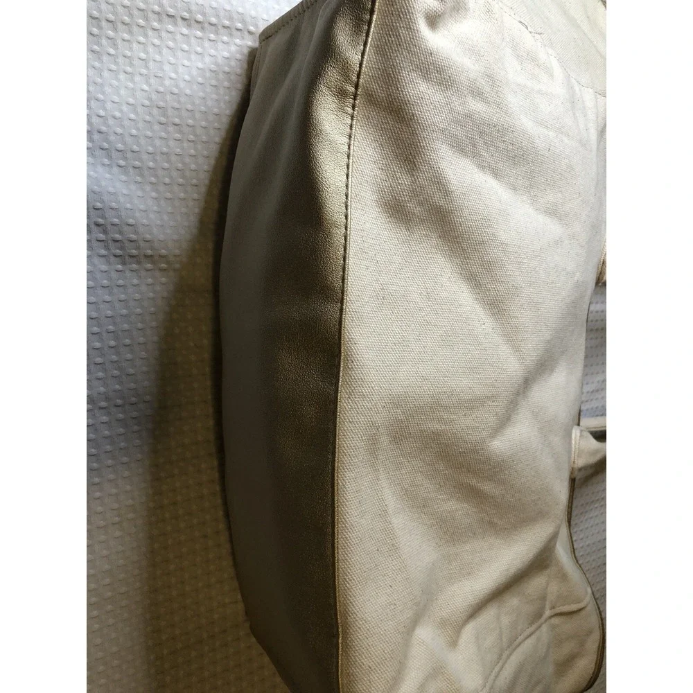 Ralph Lauren - Canvas -Tote - Overnight Bag - Purse - Metallic Gold Trim - Lined